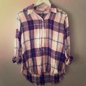 Aerie frayed button down